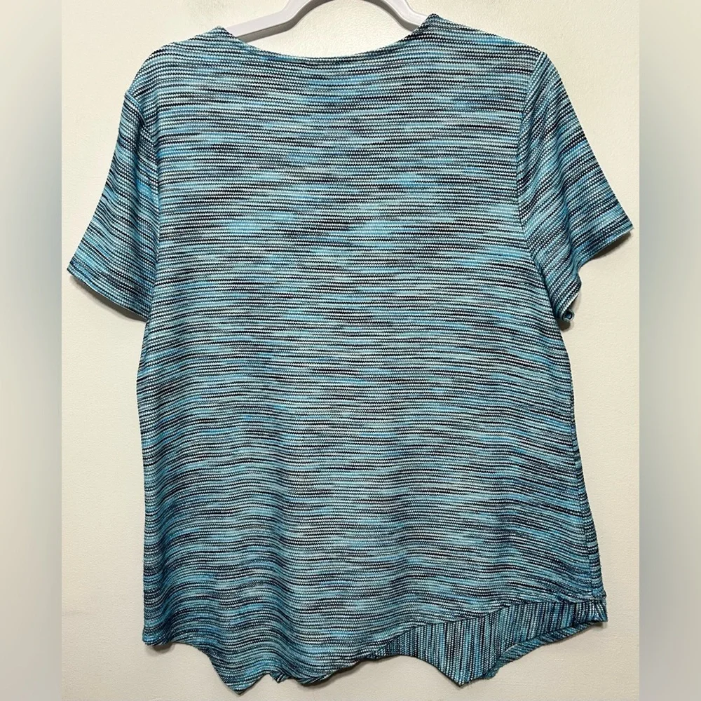 Chicos Space Dye Texture Knit Asymmetrical Shirt